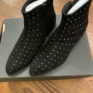 J. Crew Studded Suede Ankle Boots in Black / Silver NWT